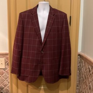 Alan Flusser men’s 44R burgundy plaid blazer